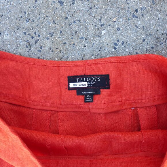 Talbots 16P Pure Irish Linen Orange A-Line Midi Skirt Coastal Grandma - Picture 5 of 10